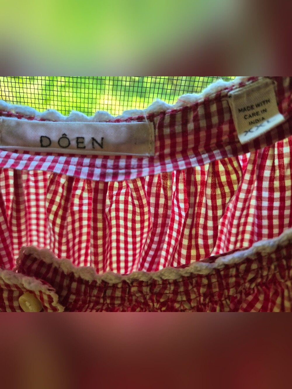 Doen June Top in Red Gingham Cotton XXL  (Retail $188) - Picture 2 of 7